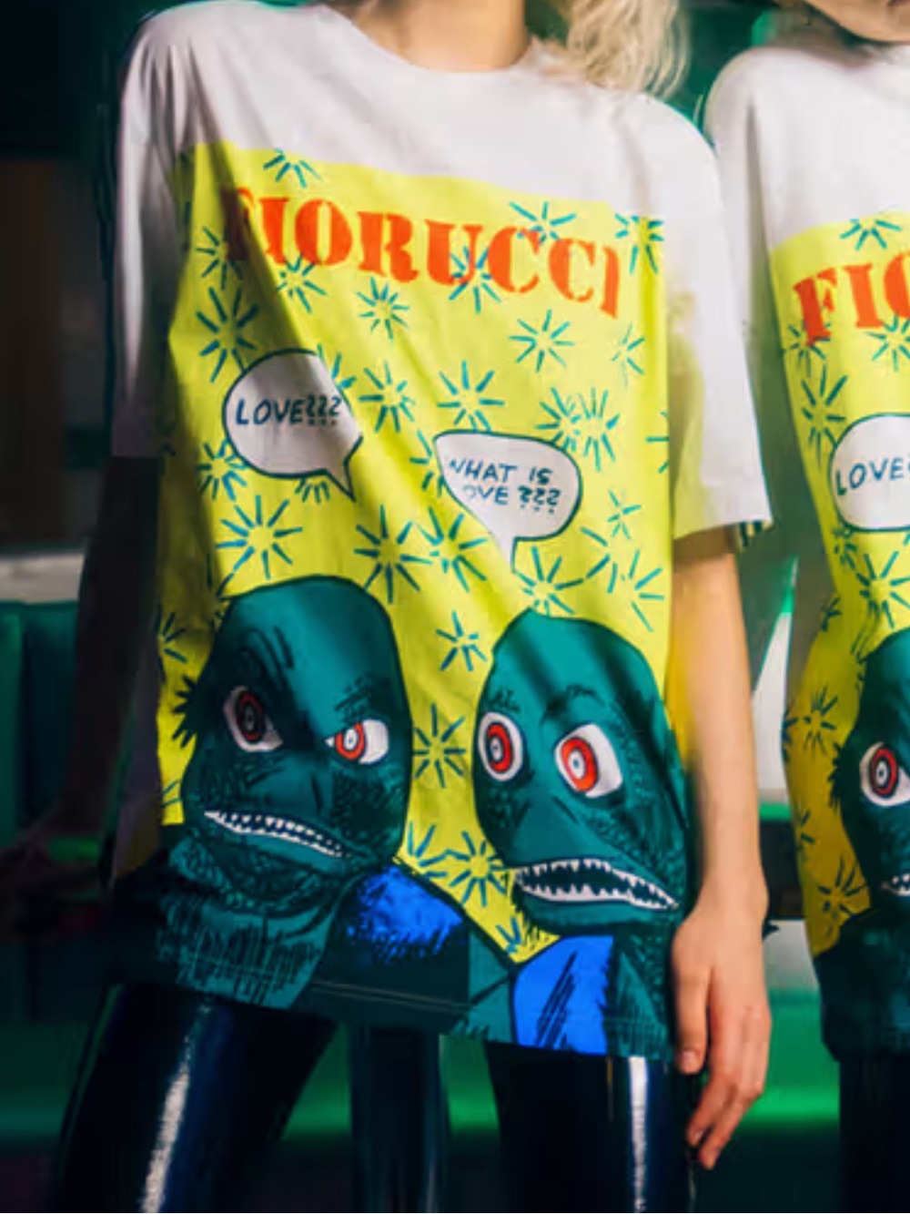 Fiorucci Yellow Tee with Green Monster Graphic